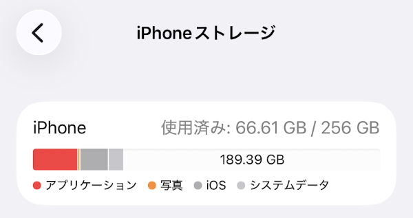スマホの空き容量を確認する方法1