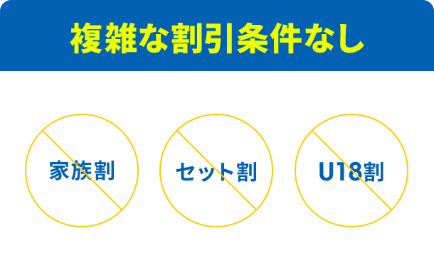 複雑な割引条件なし 家族割 セット割 U18割