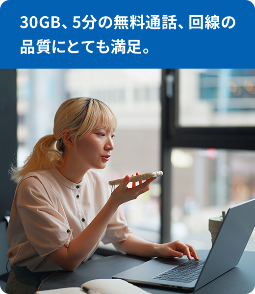 30GB、5分の無料通話、回線の品質にとても満足。