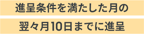 進呈条件を満たした月の翌々月10日までに進呈