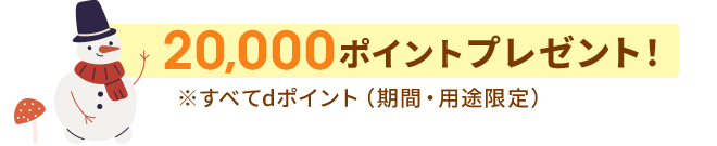 20,000ポイントプレゼント！ ※すべてdポイント（期間・用途限定）