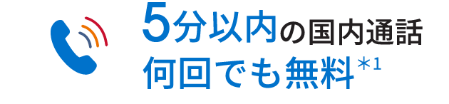 5分以内の国内通話何回でも無料*1