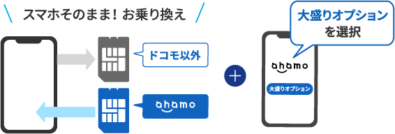 スマホそのまま！お乗り換え+大盛りオプションを選択