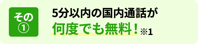 その① 5分以内の国内通話が何度でも無料！※1
